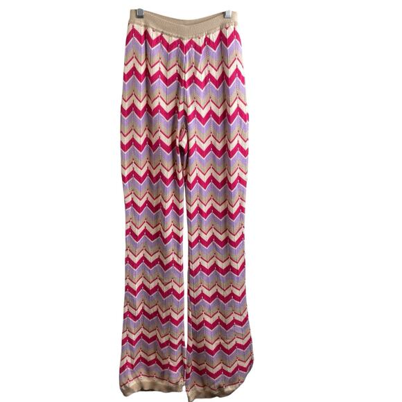 Anthropologie Capitanna Multicolor Chevron Knit Pants Size M/L Retro Groovy Boho - Picture 1 of 11